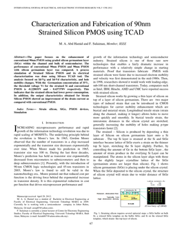 Characterization and Fabrication of 90Nm Strained Silicon PMOS Using TCAD
