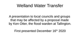Welland Water Transfer