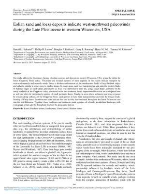 Eolian Sand and Loess Deposits Indicate West-Northwest Paleowinds During the Late Pleistocene in Western Wisconsin, USA