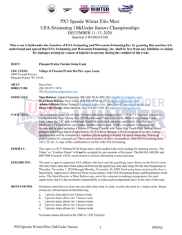 PX3 Speedo Winter Elite Meet USA Swimming 18&Under Juniors