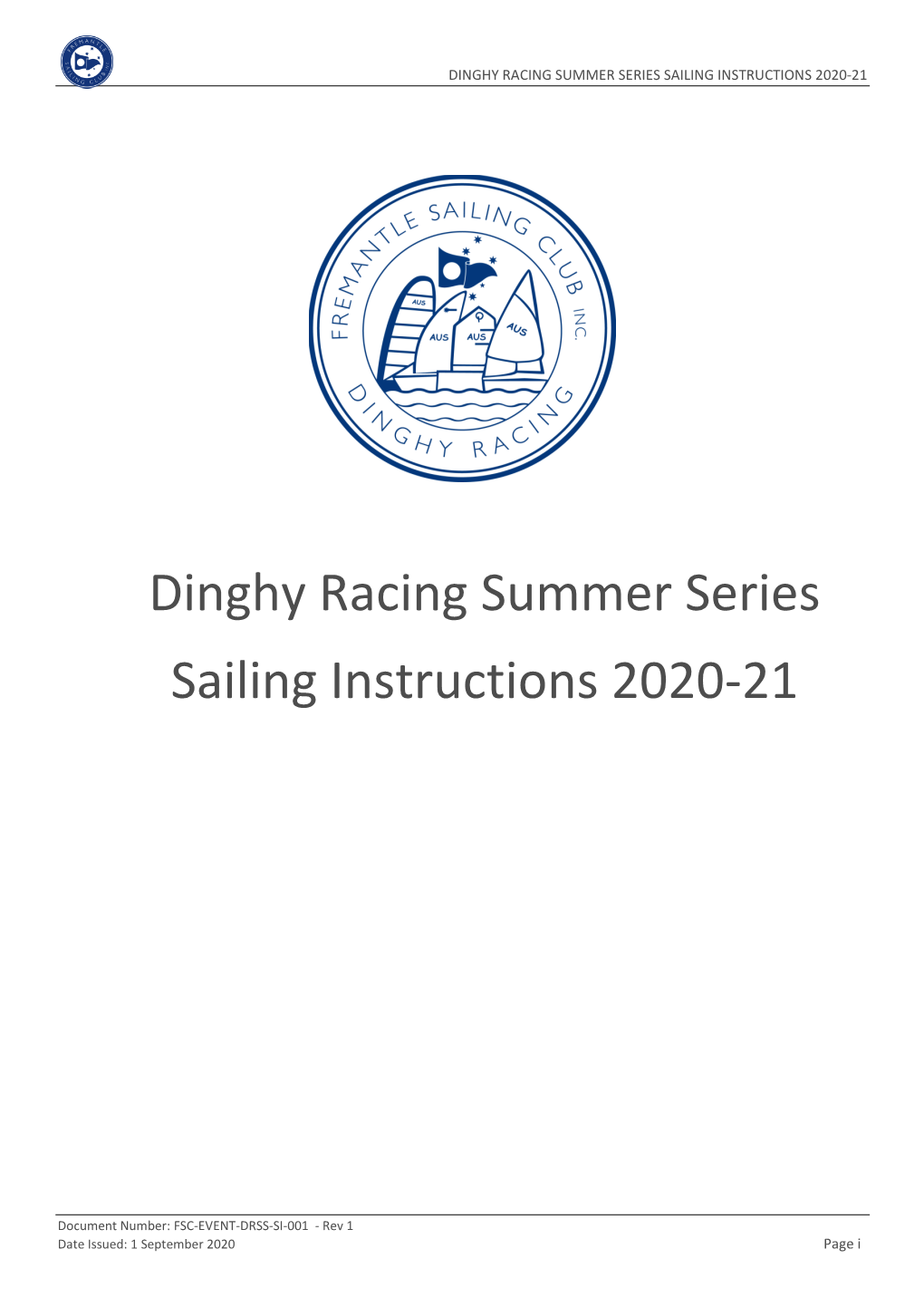 Dinghy Racing Summer Series Sailing Instructions 2020-21