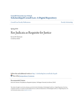 Res Judicata As Requisite for Justice Kevin M