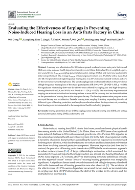 Evaluating the Effectiveness of Earplugs in Preventing Noise-Induced Hearing Loss in an Auto Parts Factory in China