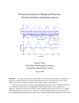 Dimensional Analysis of Models and Data Sets: Similarity Solutions and Scaling Analysis