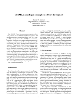 GNOME, a Case of Open Source Global Software Development