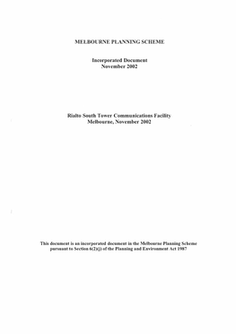 Melbourne Planning Scheme Incorporated Document November 2002
