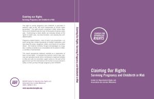 Claiming Our Rights Surviving Pregnancy and Childbirth in Mali