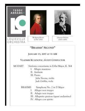 JANUARY 13, 2017 at 11 AM MOZART Sinfonia Concertante in E