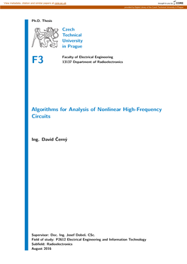 Algorithms for Analysis of Nonlinear High-Frequency Circuits