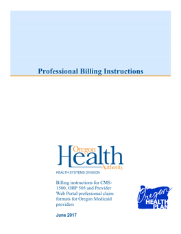 Oregon Medicaid Professional Billing Instructions