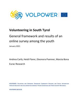 Volunteering in South Tyrol General Framework and Results of an Online Survey Among the Youth