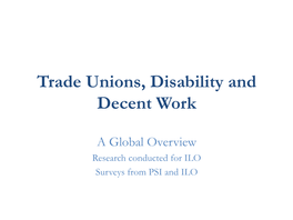 Trade Unions, Disability and Decent Work