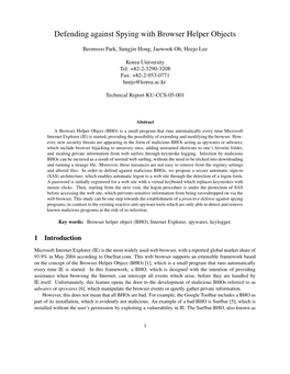 Defending Against Spying with Browser Helper Objects