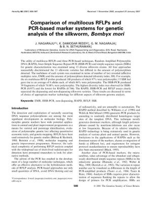 Comparison of Multilocus Rflps and PCR-Based Marker Systems for Genetic 1 Analysis of the Silkworm, Bombyx Mori