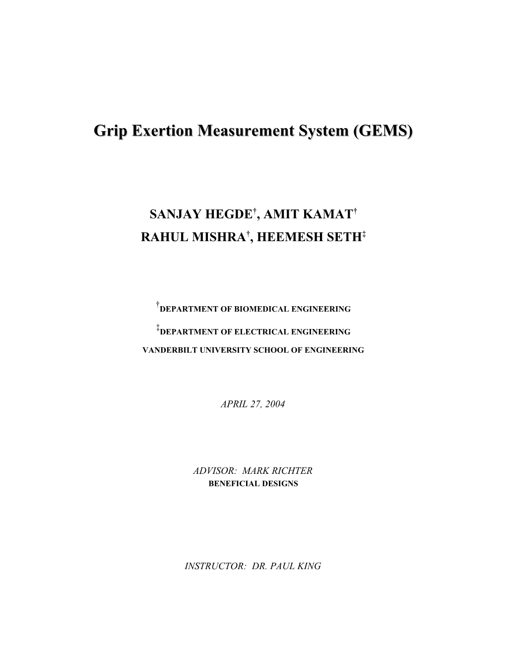 Grip Exertion Measurement System (GEMS)