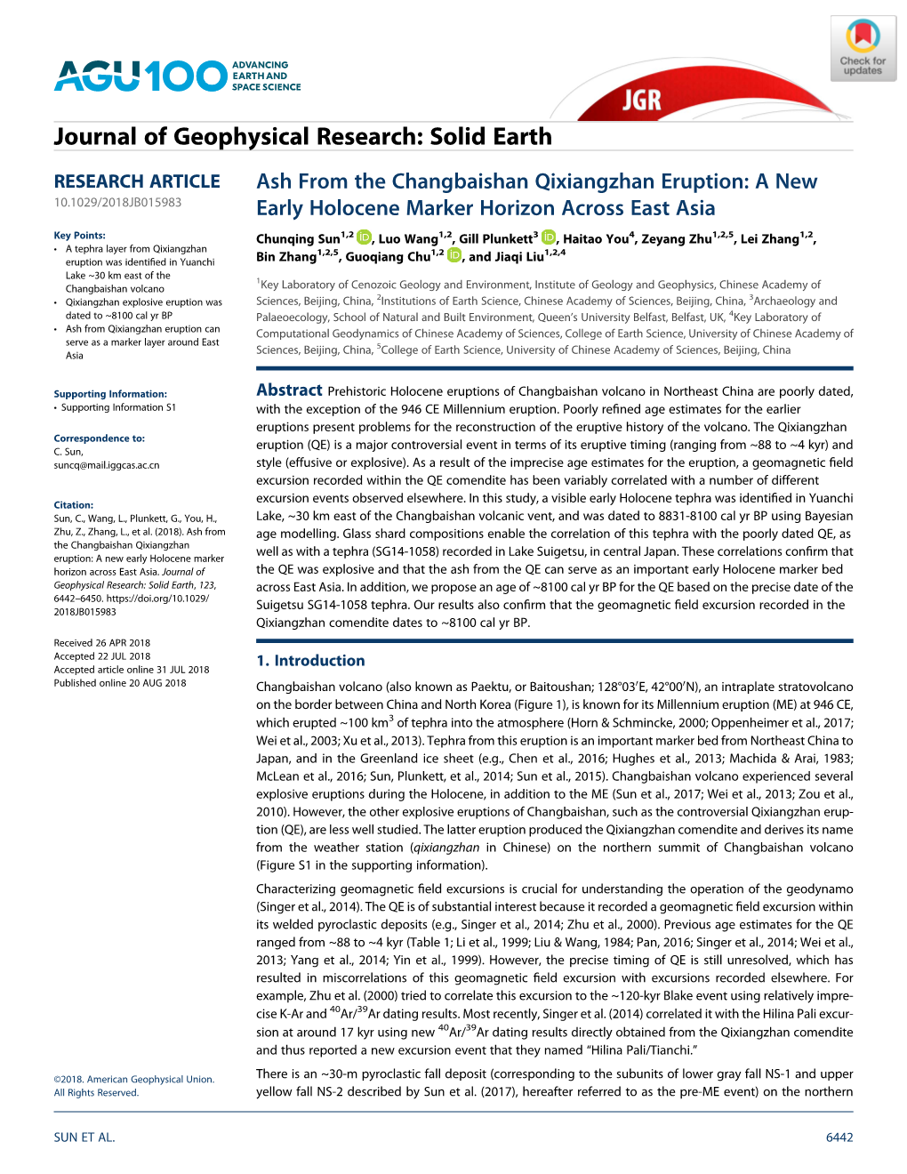 Ash from the Changbaishan Qixiangzhan Eruption: a New Early