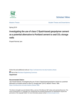 Investigating the Use of Class C Flyash-Based Geopolymer Cement As a Potential Alternative to Portland Cement to Seal CO₂ Storage Wells