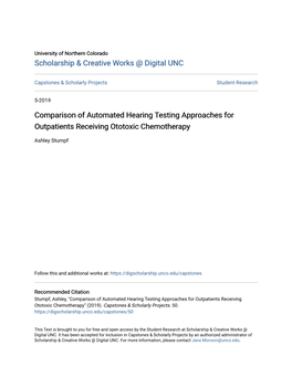 Comparison of Automated Hearing Testing Approaches for Outpatients Receiving Ototoxic Chemotherapy
