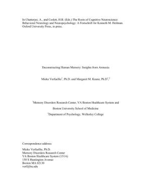 The Roots of Cognitive Neuroscience: Behavioral Neurology and Neuropsychology: a Festschrift for Kenneth M