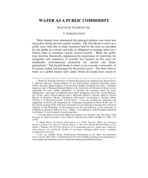 Water As a Public Commodity
