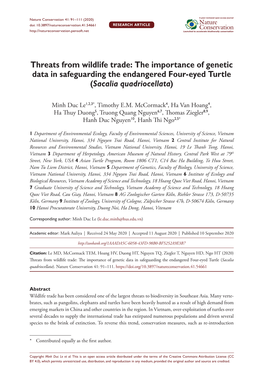 The Importance of Genetic Data in Safeguarding the Endangered Four-Eyed Turtle (Sacalia Quadriocellata)