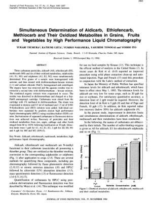 Simultaneous Determination of Aldicarb, Ethiofencarb, Methiocarb