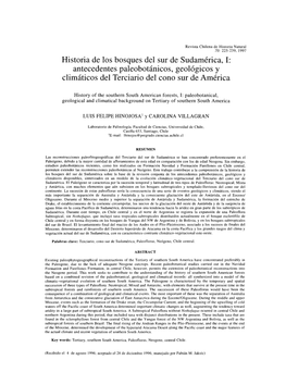 Historia De Los Bosques Del Sur De Sudamérica, 1: Antecedentes Paleobotánicos, Geológicos Y Climáticos Del Terciario Del Cono Sur De América