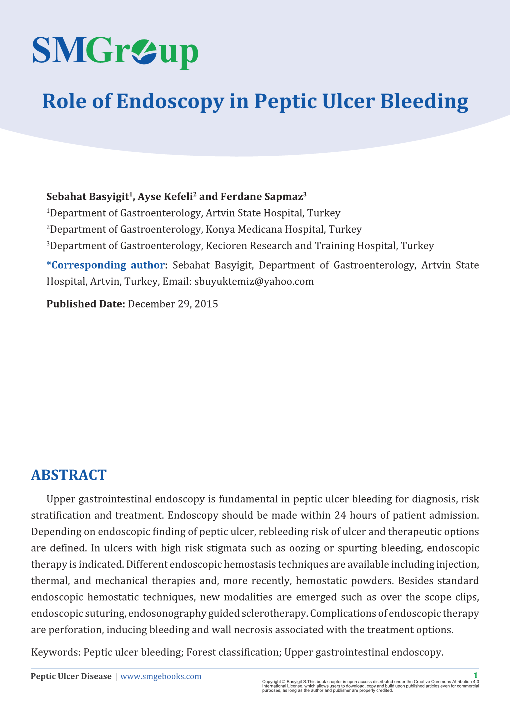 Gr up SM Role of Endoscopy in Peptic Ulcer Bleeding