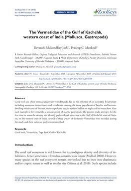 The Vermetidae of the Gulf of Kachchh, Western Coast of India (Mollusca, Gastropoda)