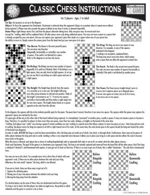 Chess Checkers Backgammon Instructions