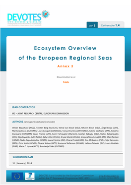 Ecosystem Overview of the European Regional Seas