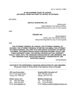 Scc File No. 37863 in the Supreme Court of Canada