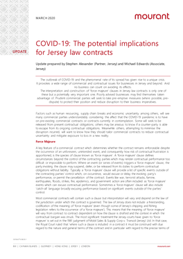COVID-19: the Potential Implications for Jersey Law Contracts