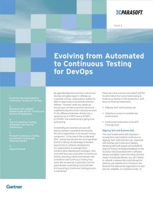 Evolving from Automated to Continuous Testing for Devops