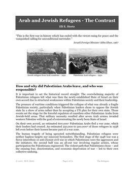 Arab and Jewish Refugees - the Contrast