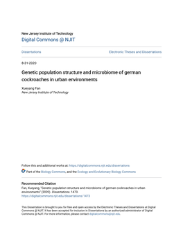 Genetic Population Structure and Microbiome of German Cockroaches in Urban Environments