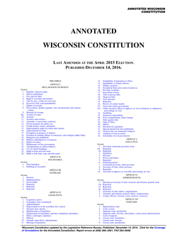Annotated Wisconsin Constitution