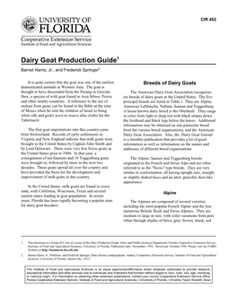 Dairy Goat Production Guide1 Barnet Harris, Jr., and Frederick Springer2
