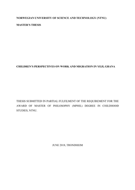 (Ntnu) Master's Thesis Children's Perspectives On