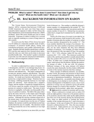 Iii. Background Information on Radon