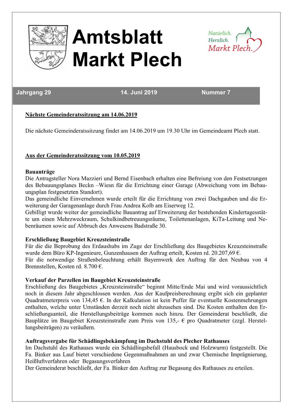 Amtsblatt Markt Plech