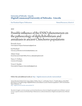Possible Influence of the ENSO Phenomenon on the Pathoecology