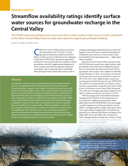 Streamflow Availability Ratings Identify Surface Water Sources For