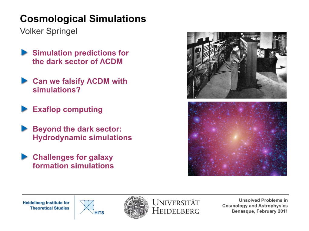 Cosmological Simulations Volker Springel