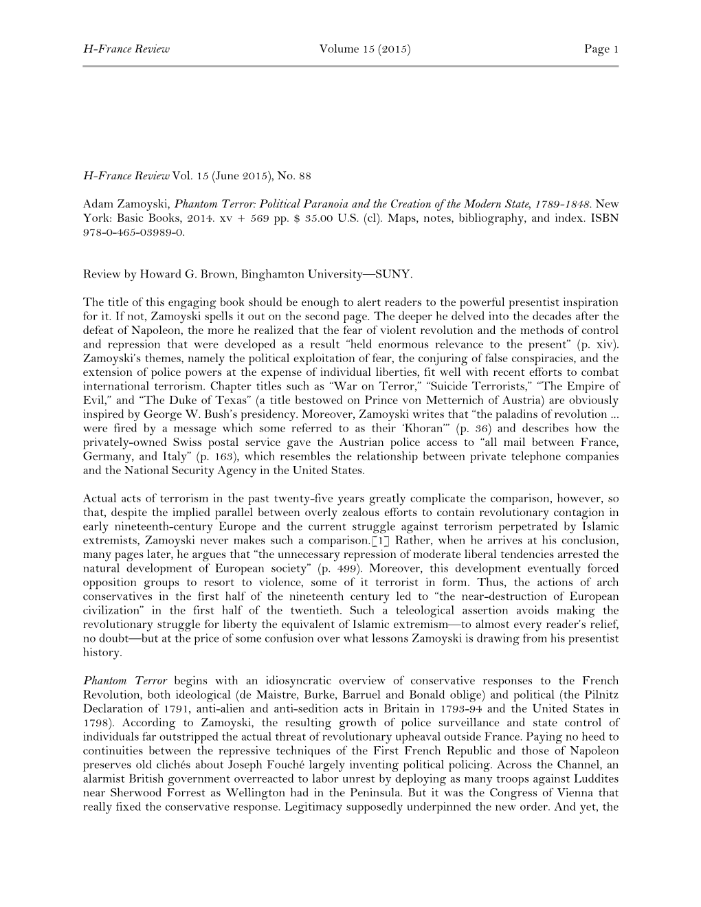 (June 2015), No. 88 Adam Zamoyski, Phantom Terror: Political