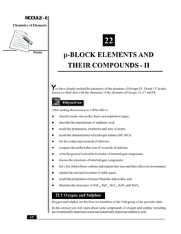 P-BLOCK ELEMENTS and THEIR COMPOUNDS - II
