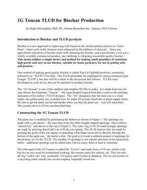1G Toucan TLUD for Biochar Production