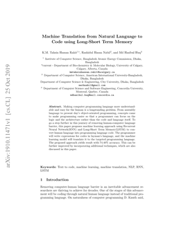 Machine Translation from Natural Language to Code Using Long-Short Term Memory