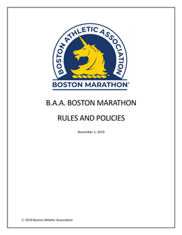 B.A.A. Boston Marathon Rules and Policies