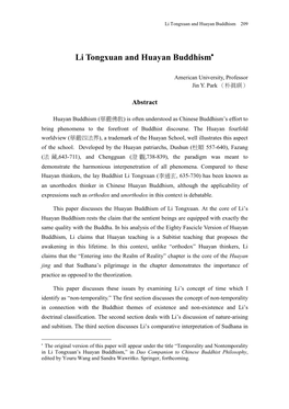 Li Tongxuan and Huayan Buddhism 209